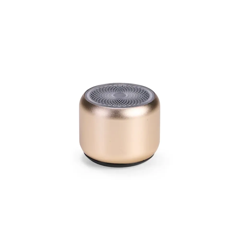 Mini Caixa de Som Bluetooth TWS com Autonomia de 2h30, cor dourada