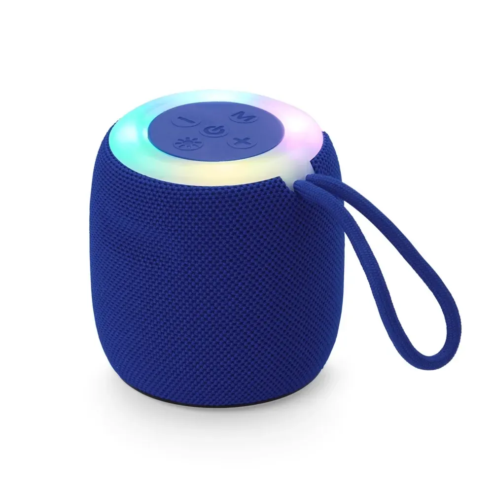 Caixa de Som Multimídia TWS com Luzes RGB e Plaquinha de Alumínio, cor azul