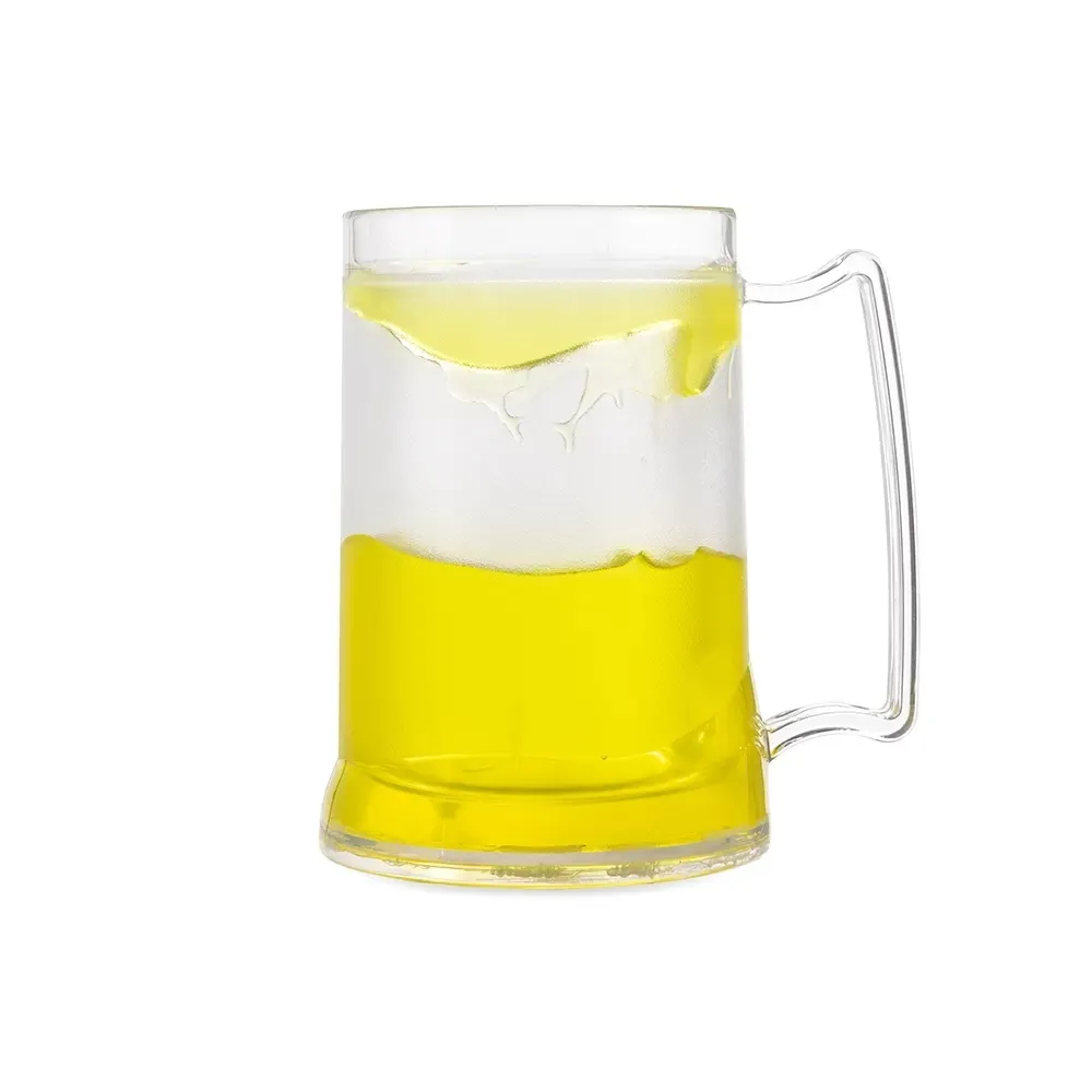 Caneca acrílica 400ml gel térmico amarela personalizada