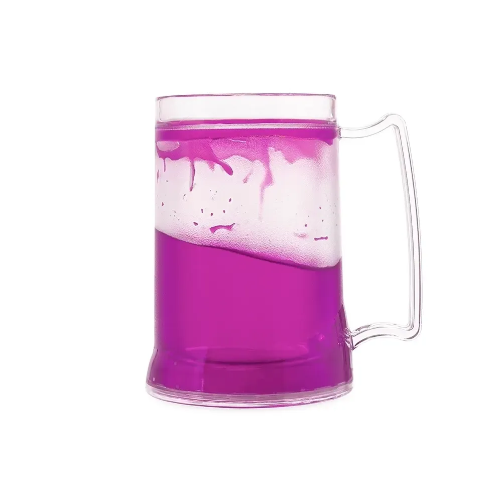 Caneca acrílica 400ml gel térmico rosa personalizada