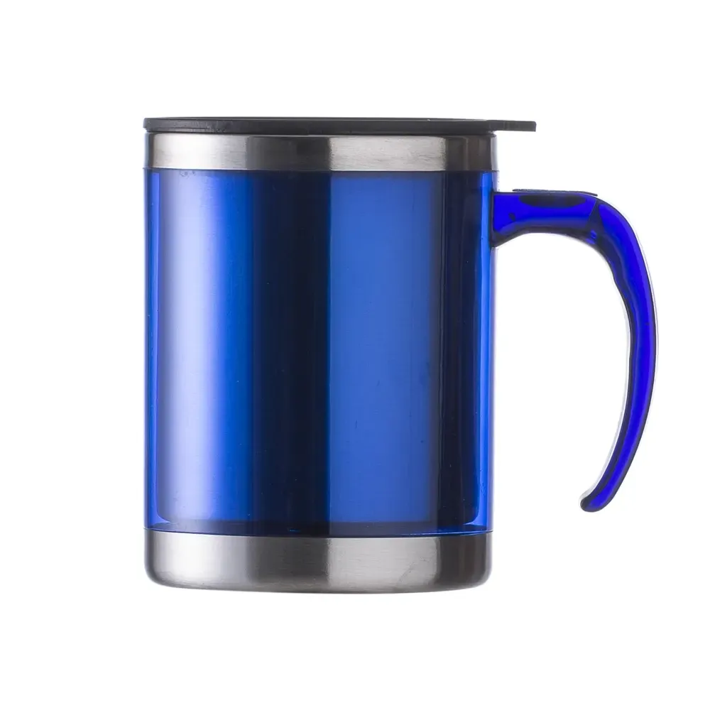 Caneca acrílica 400ml pegador oval azul personalizada