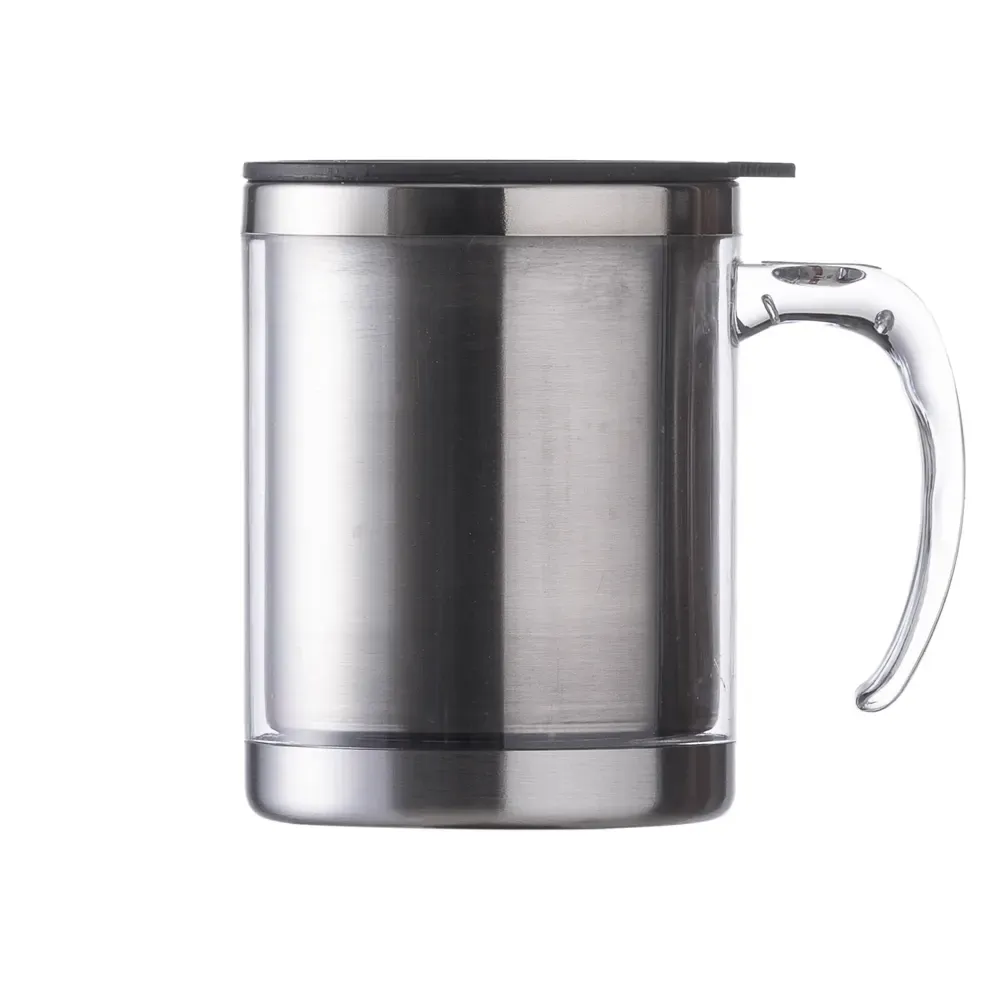 Caneca acrílica 400ml pegador oval transparente personalizada