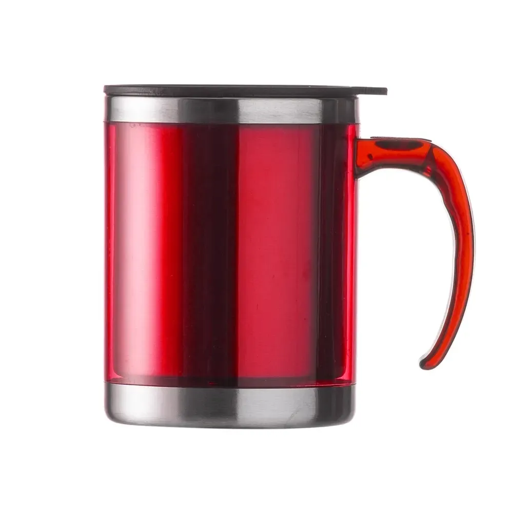 Caneca acrílica 400ml pegador oval vermelha personalizada