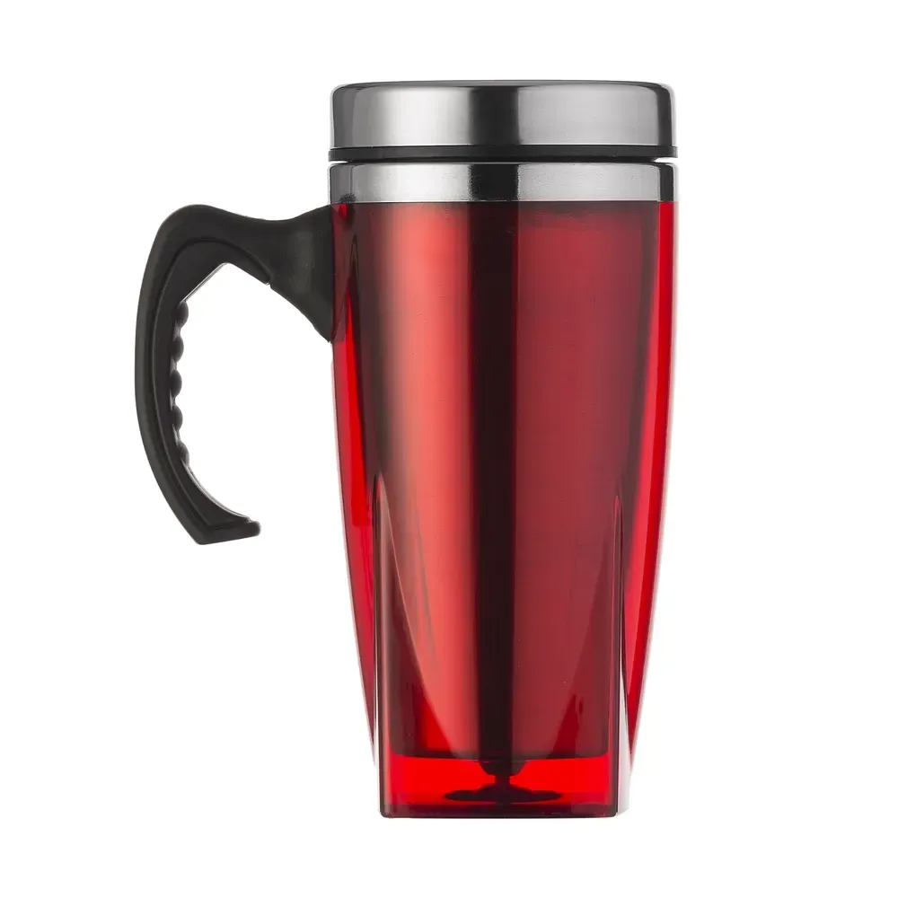 Caneca acrílica 450ml fundo quadrangular vermelha personalizada