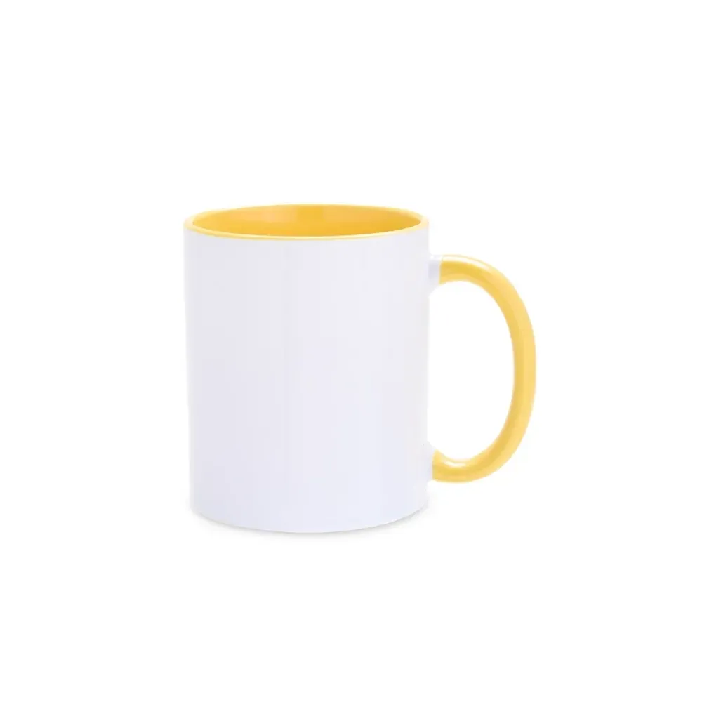 Caneca cerâmica 330ml amarela personalizada