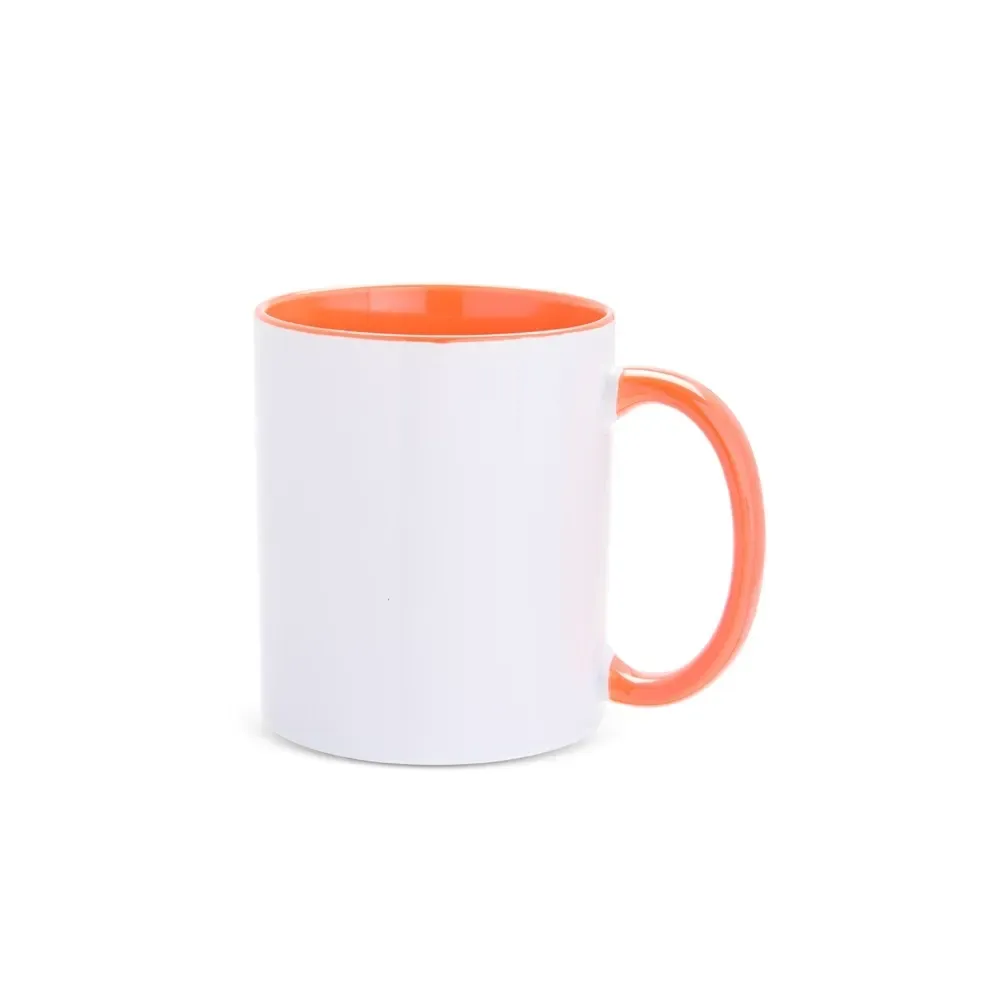 Caneca cerâmica 330ml laranja personalizada