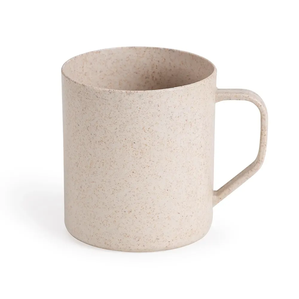 Caneca de fibra de arroz 400ml bege personalizada
