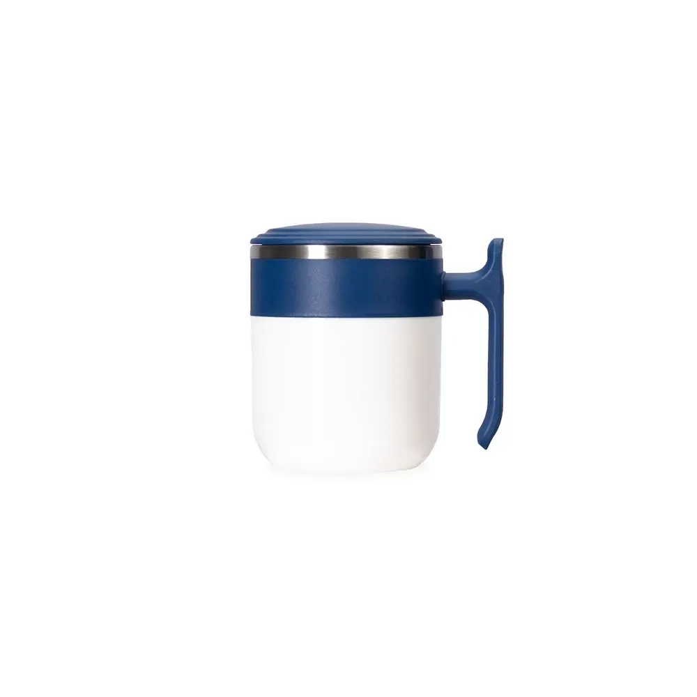 Caneca inox 350ml base emborrachada azul personalizada
