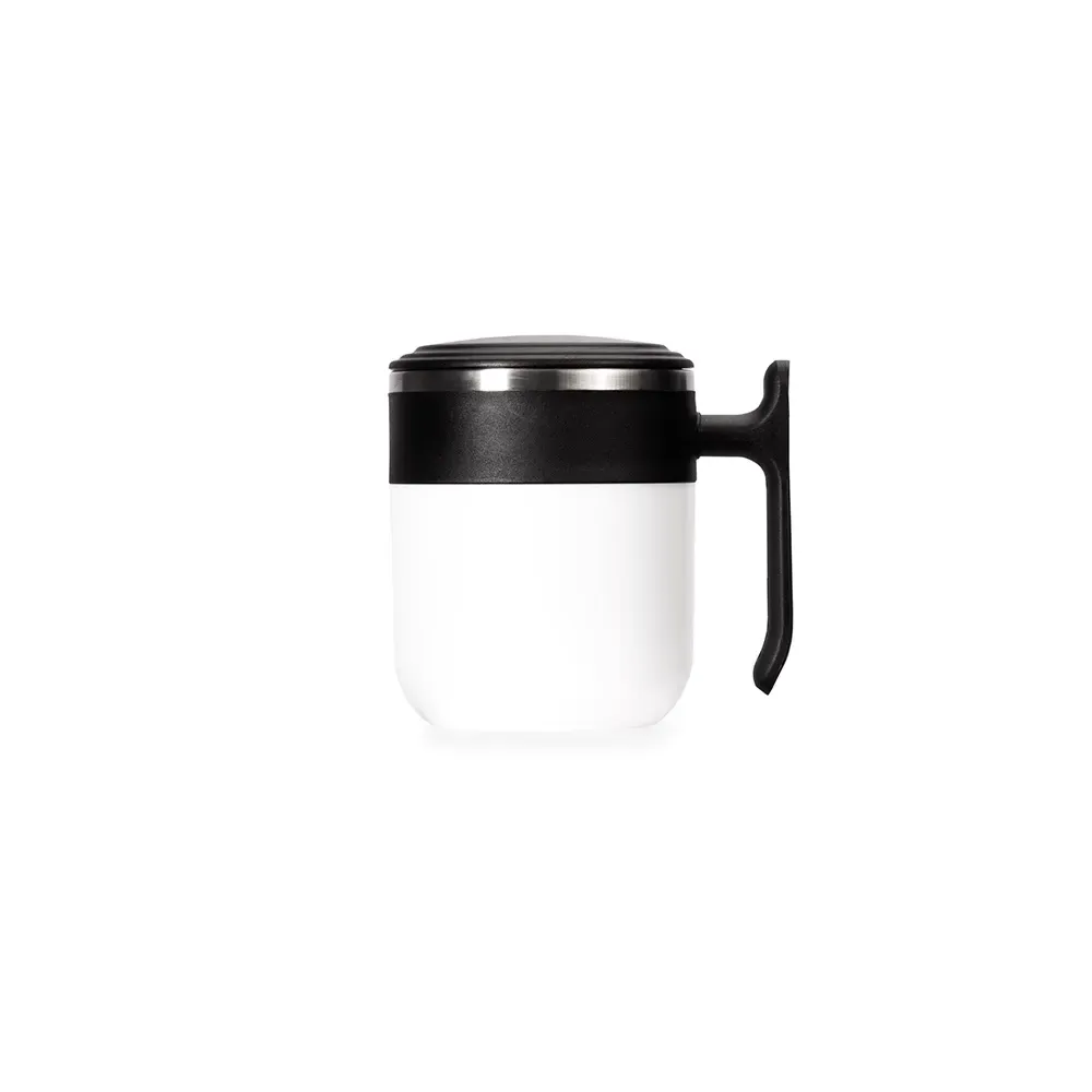 Caneca inox 350ml base emborrachada preta personalizada