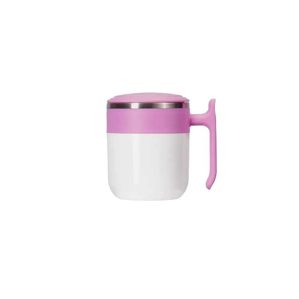 Caneca inox 350ml base emborrachada rosa personalizada