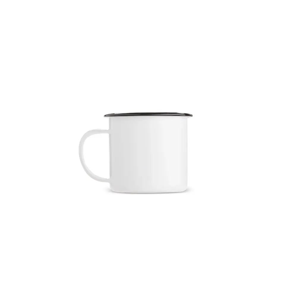 Caneca inox 370ml esmaltada branca personalizada