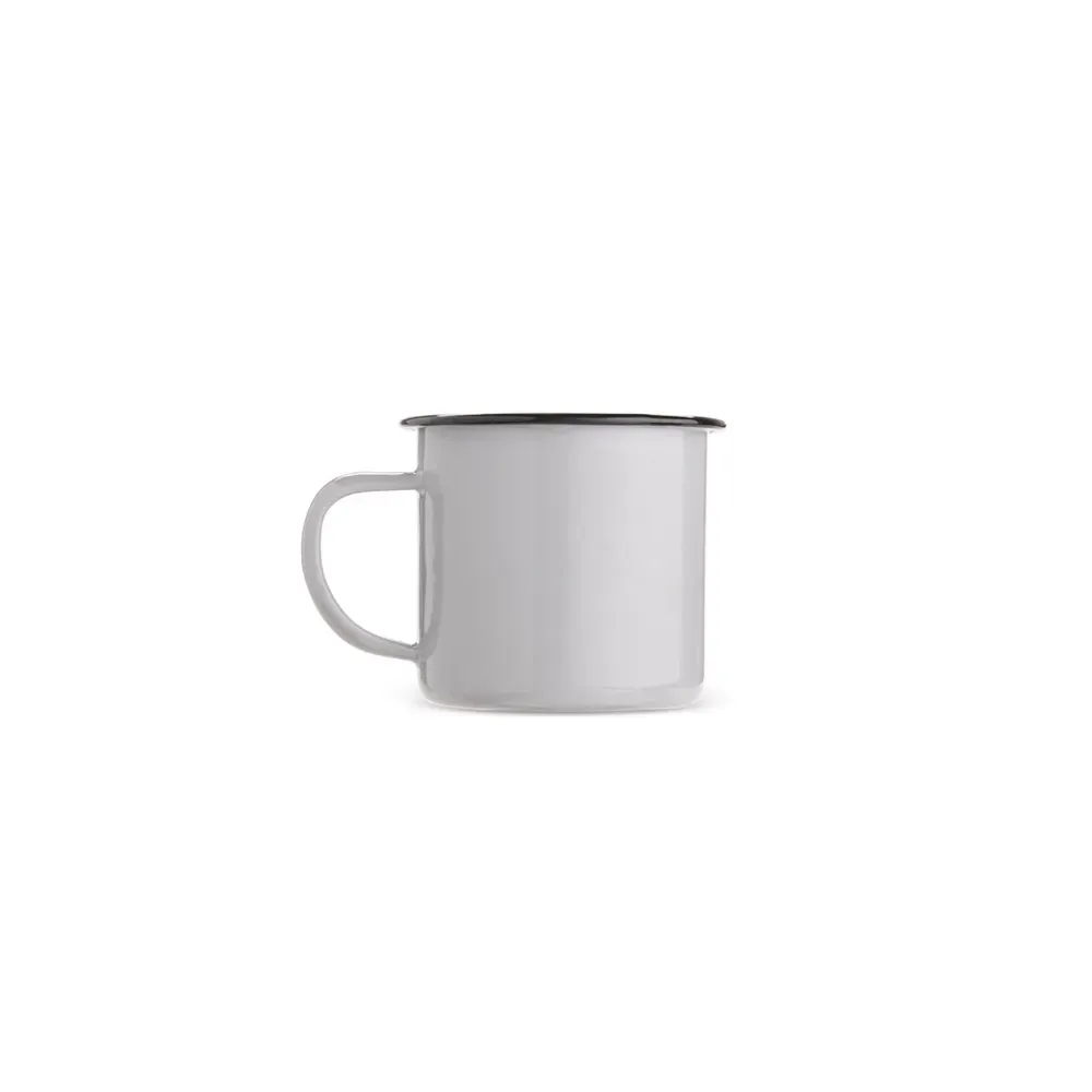 Caneca inox 370ml esmaltada cinza personalizada