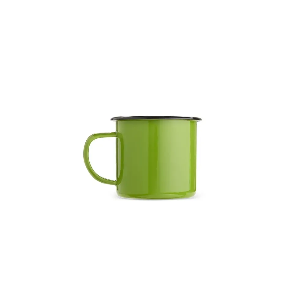 Caneca inox 370ml esmaltada verde personalizada