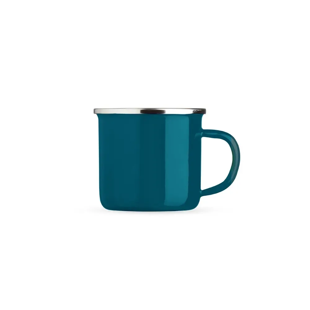 Caneca inox 370ml esmaltada azul escuro personalizada