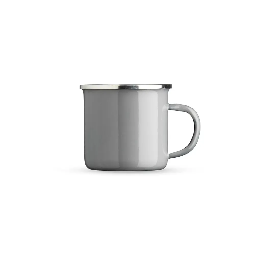 Caneca inox 370ml esmaltada cinza personalizada