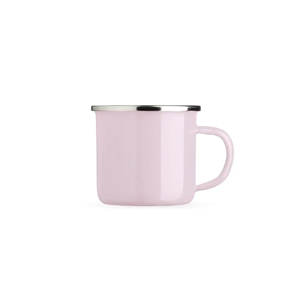 Caneca inox 370ml esmaltada rosa personalizada