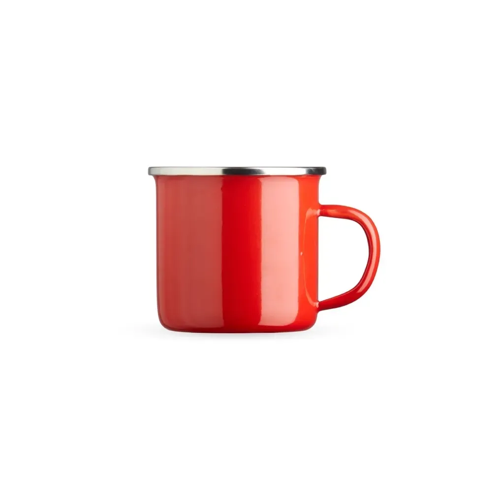 Caneca inox 370ml esmaltada vermelha personalizada