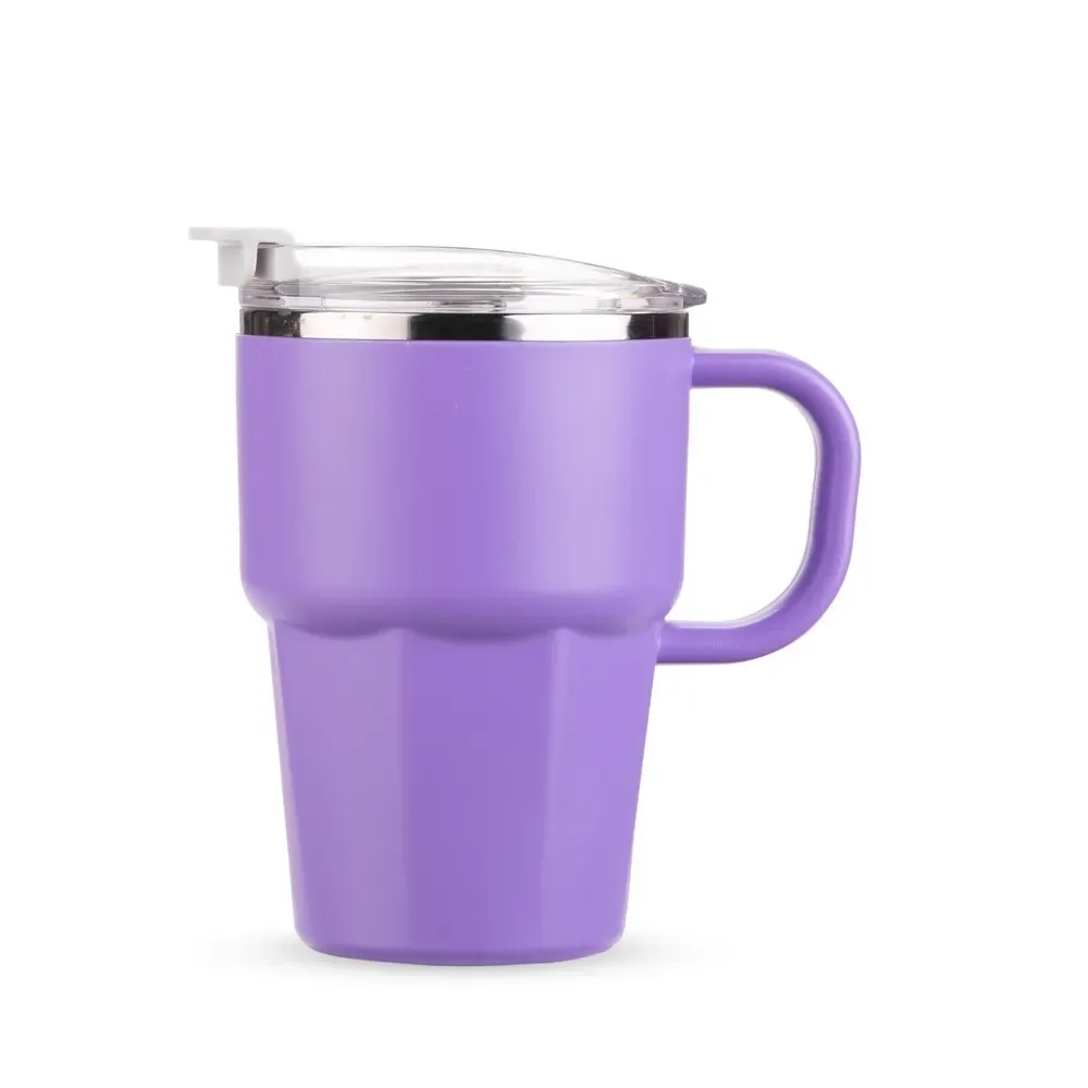Caneca térmica inox 550ml com canudo roxa personalizada