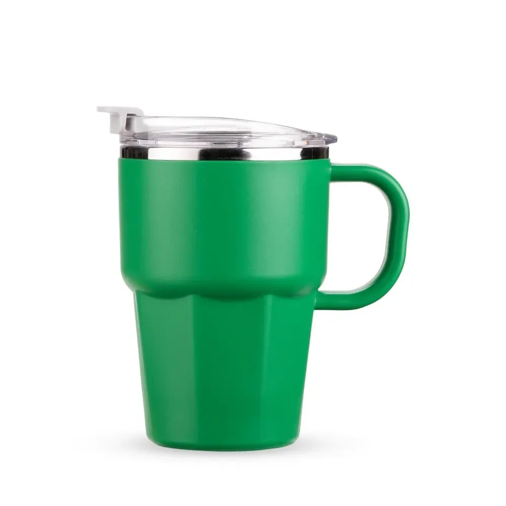 Caneca térmica inox 550ml com canudo verde personalizada