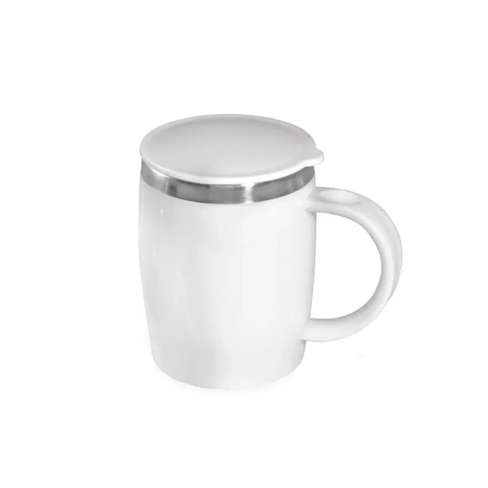 Caneca plástica 400ml base antiderrapante branca personalizada