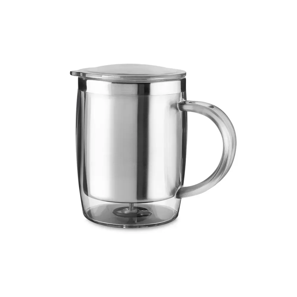 Caneca plástica 400ml base antiderrapante transparente personalizada