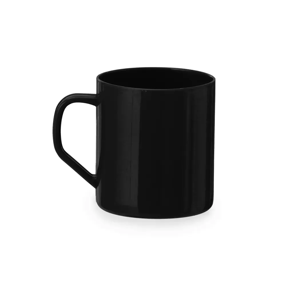 Caneca plástica 400ml própria para micro-ondas preta personalizada