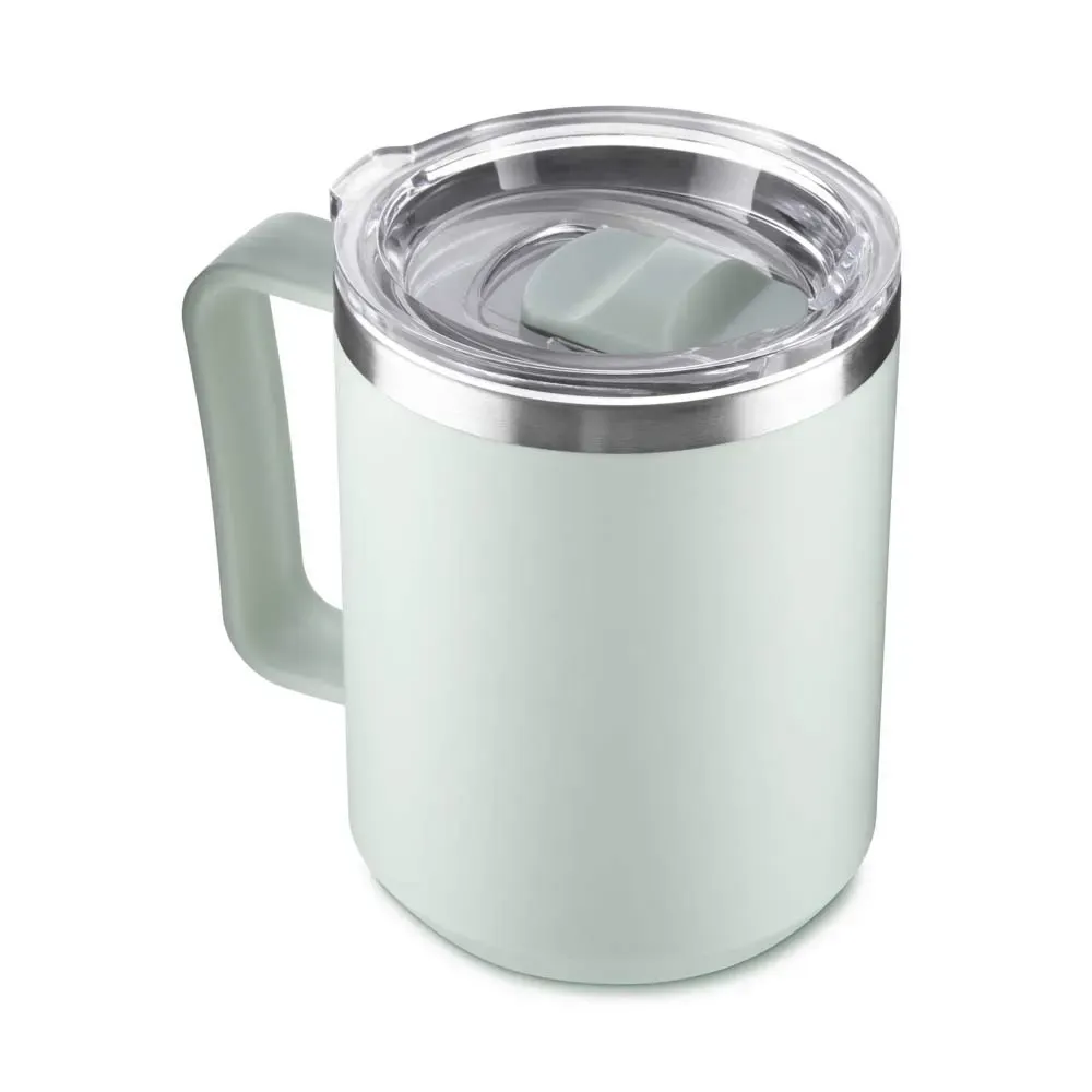 Caneca plástica 450ml tampa transparente verde personalizada