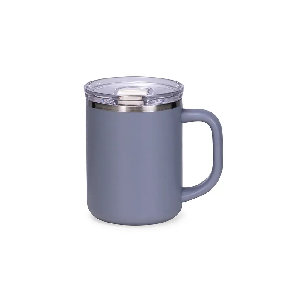 Caneca térmica 450ml revestimento plástico cinza personalizada