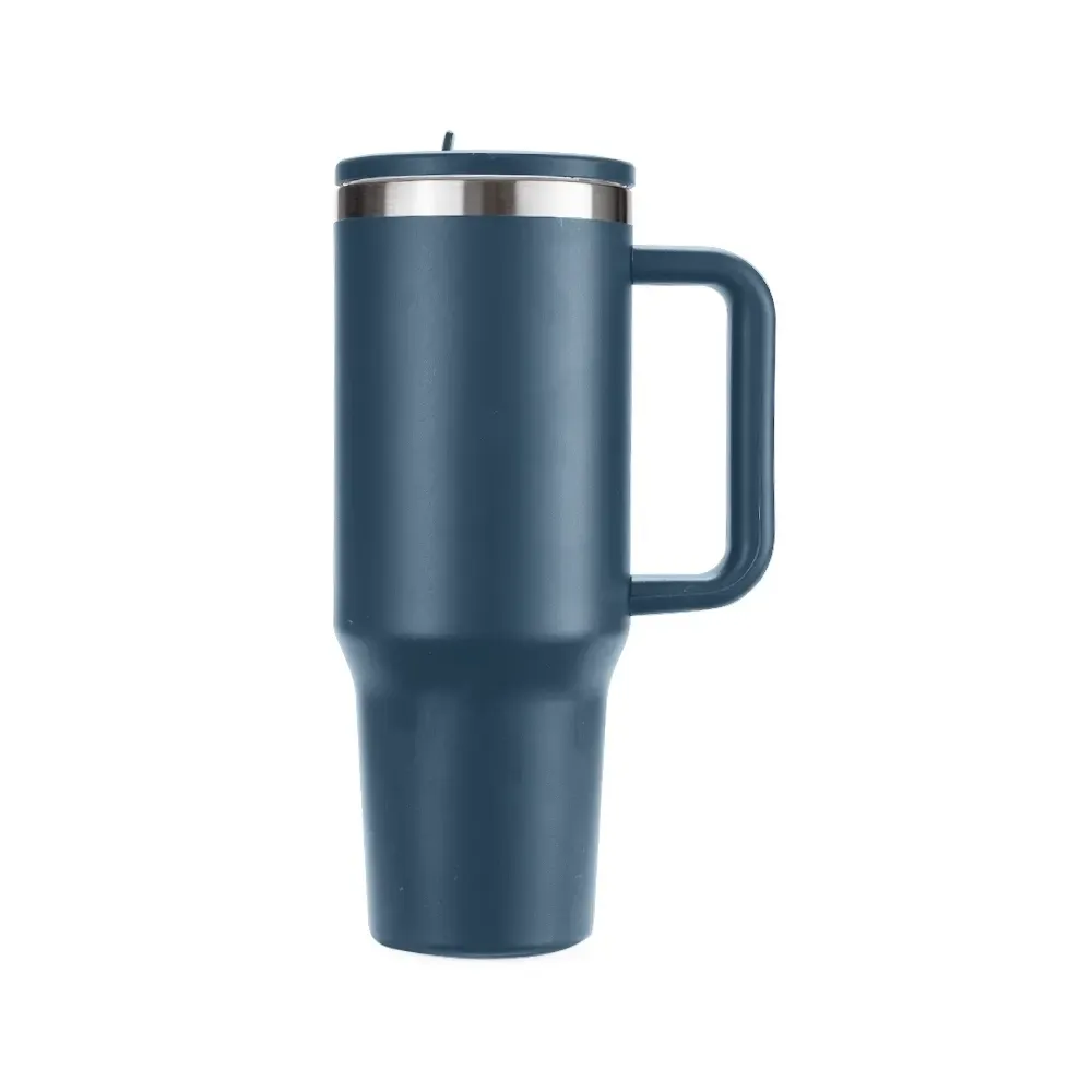 Caneca térmica inox 1,2 litro bico flexível azul escuro personalizada