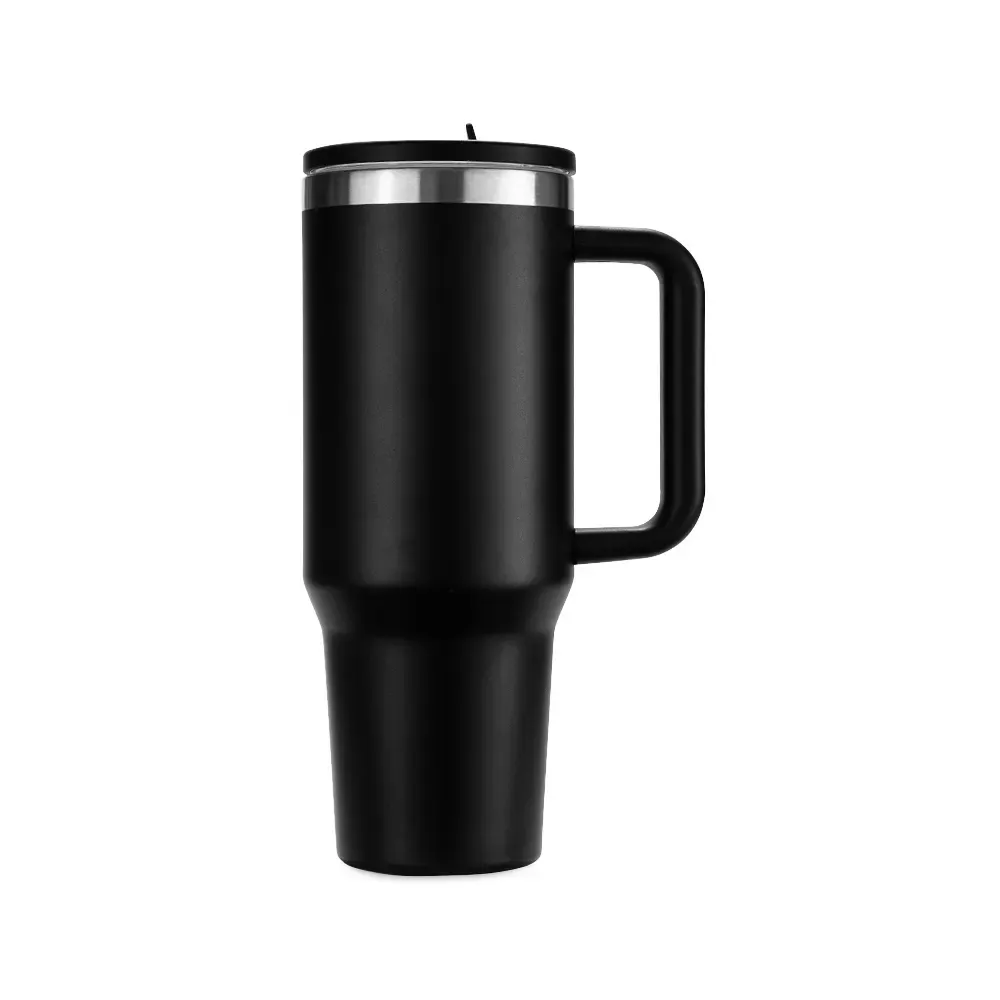 Caneca térmica inox 1,2 litro bico flexível preta personalizada
