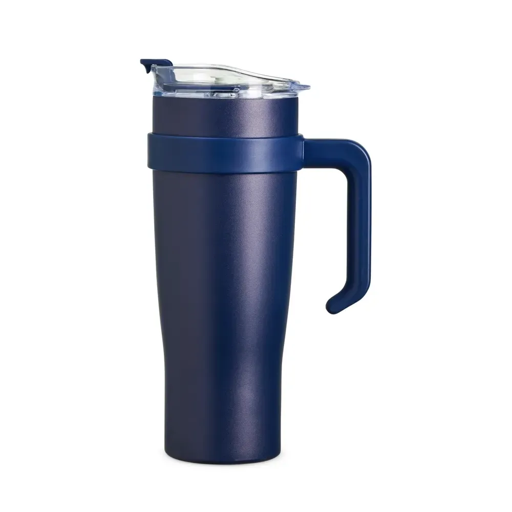 Caneca térmica inox 1,2 litro com canudo de inox azul personalizada