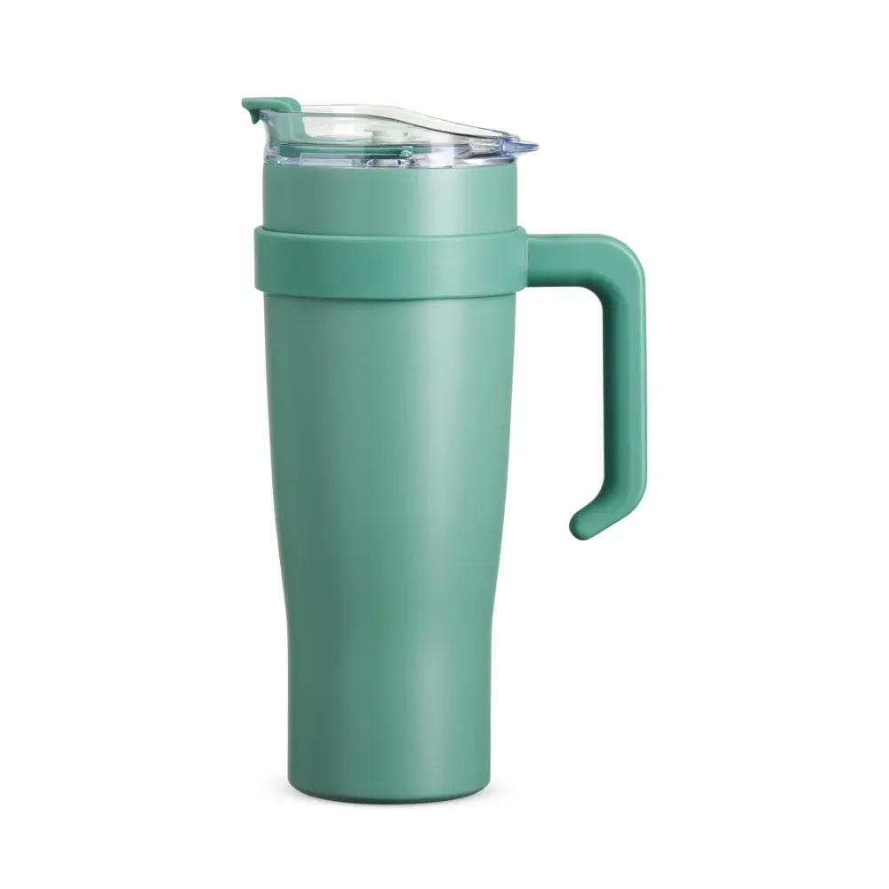 Caneca térmica inox 1,2 litro com canudo de inox verde personalizada