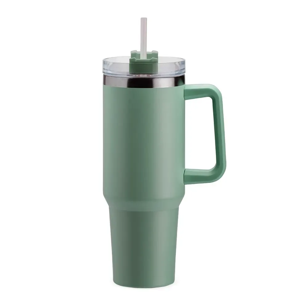 Caneca térmica inox 1,2 litro com canudo verde personalizada