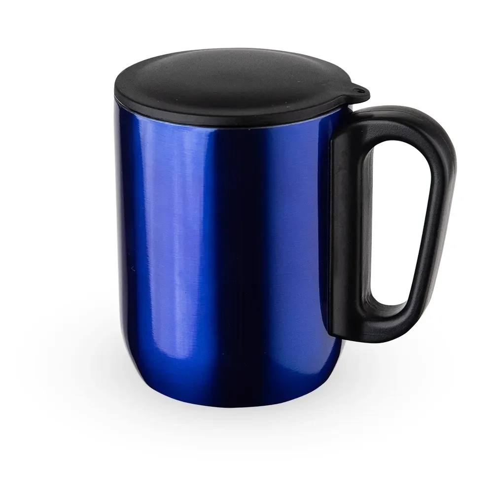 Caneca térmica inox 230ml base EVA azul personalizada