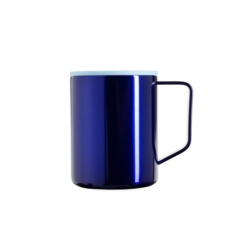 Caneca térmica inox 270ml, cor azul, personalizada