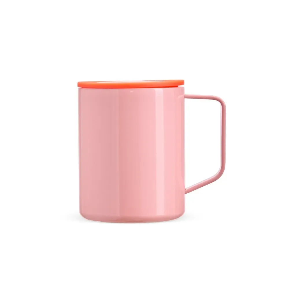 Caneca térmica inox 270ml, cor salmão, personalizada