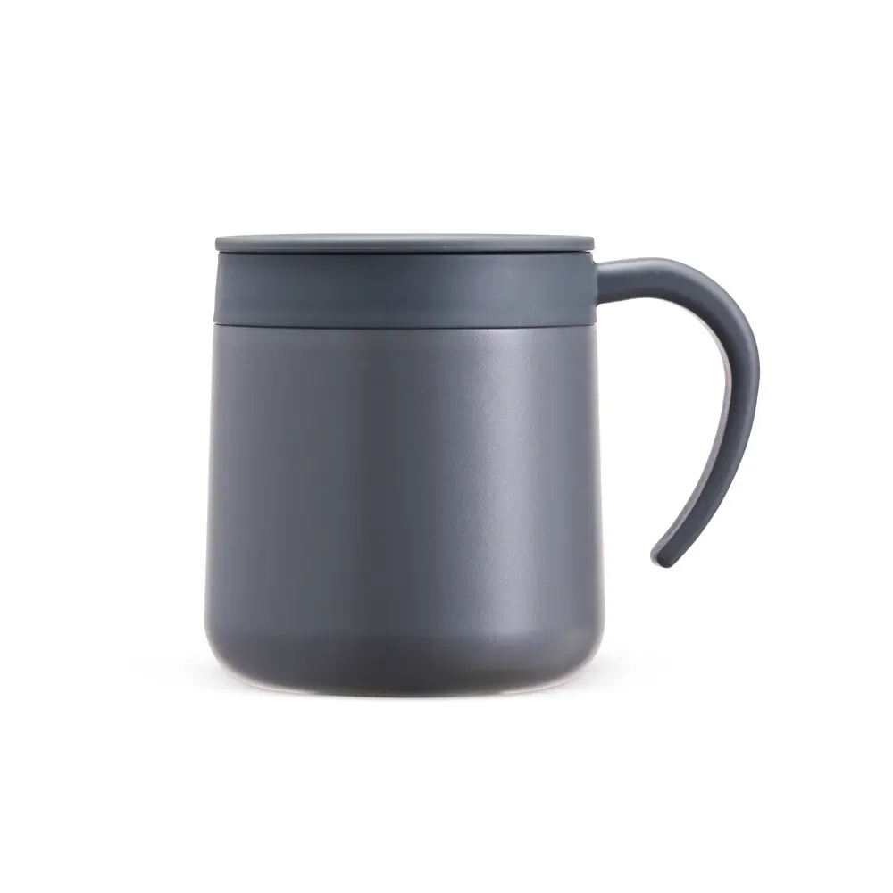 Caneca térmica inox 300ml, cor cinza, personalizada