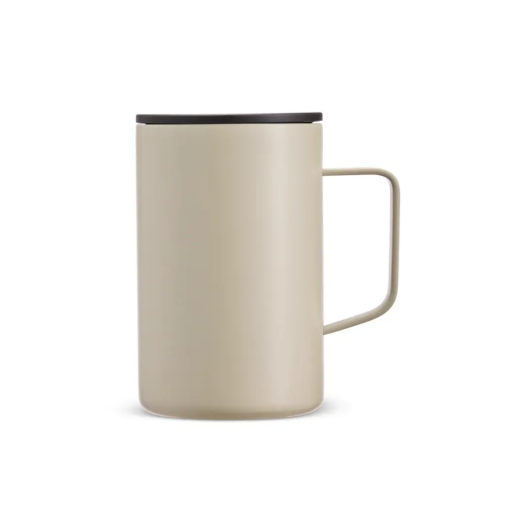 Caneca térmica inox 350ml acabamento fosco, cor bege, personalizada