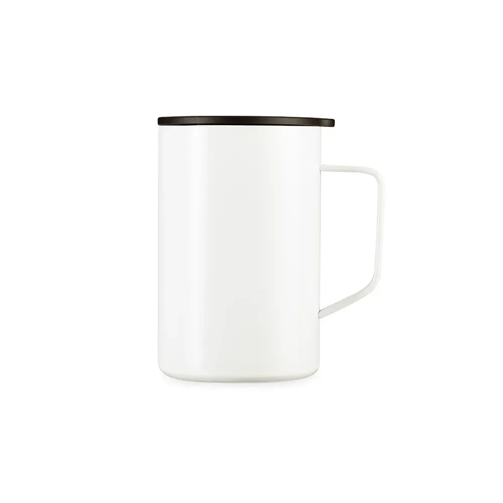 Caneca térmica inox 350ml acabamento fosco, cor branco, personalizada