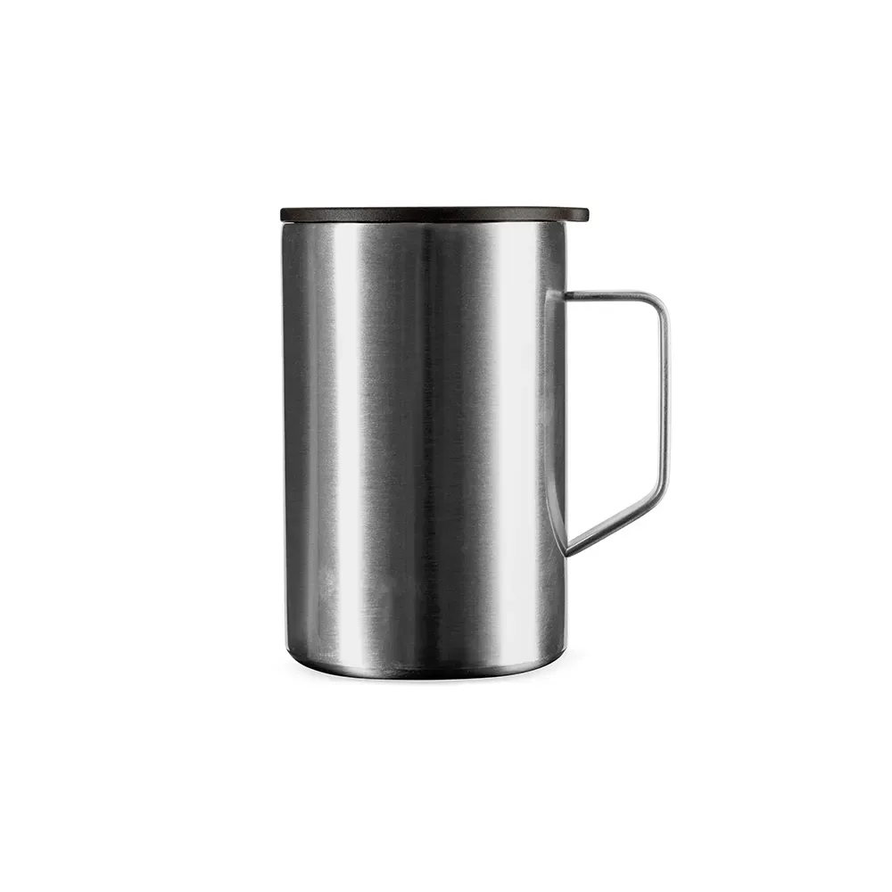Caneca térmica inox 350ml acabamento fosco, cor prata, personalizada