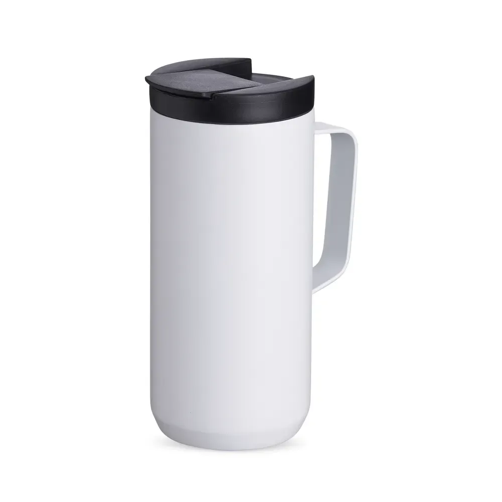 Caneca térmica inox 350ml base antiderrapante branca personalizada