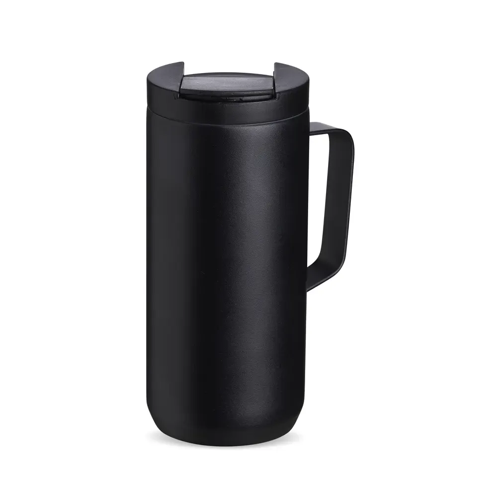 Caneca térmica inox 350ml base antiderrapante preta personalizada