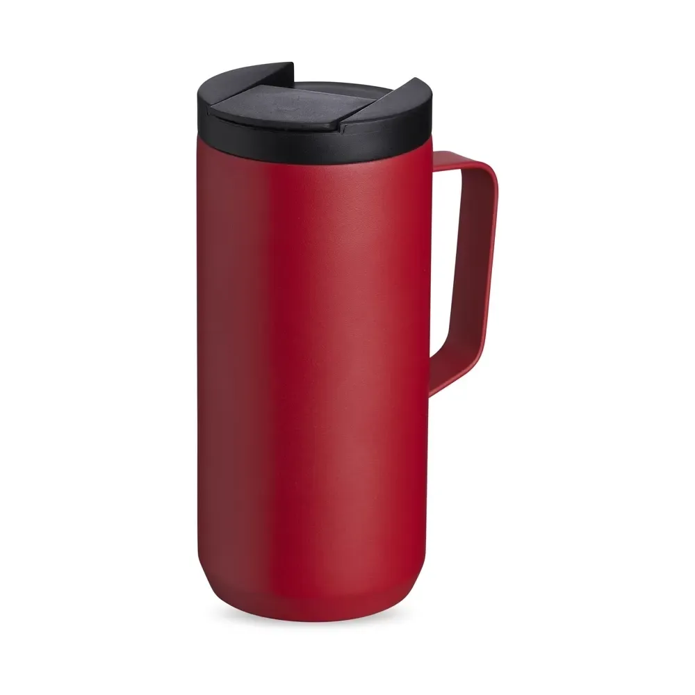 Caneca térmica inox 350ml base antiderrapante vermelha personalizada
