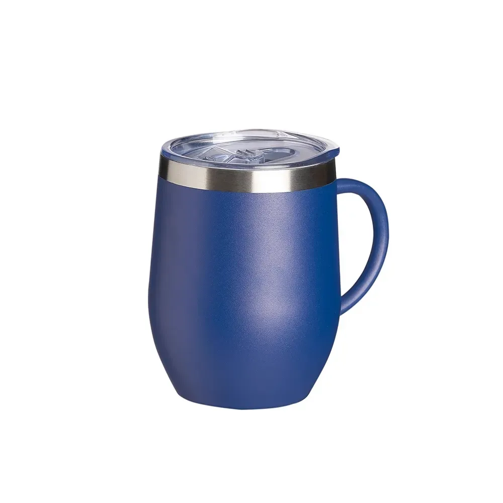 Caneca térmica inox 350ml livre de BPA azul personalizada