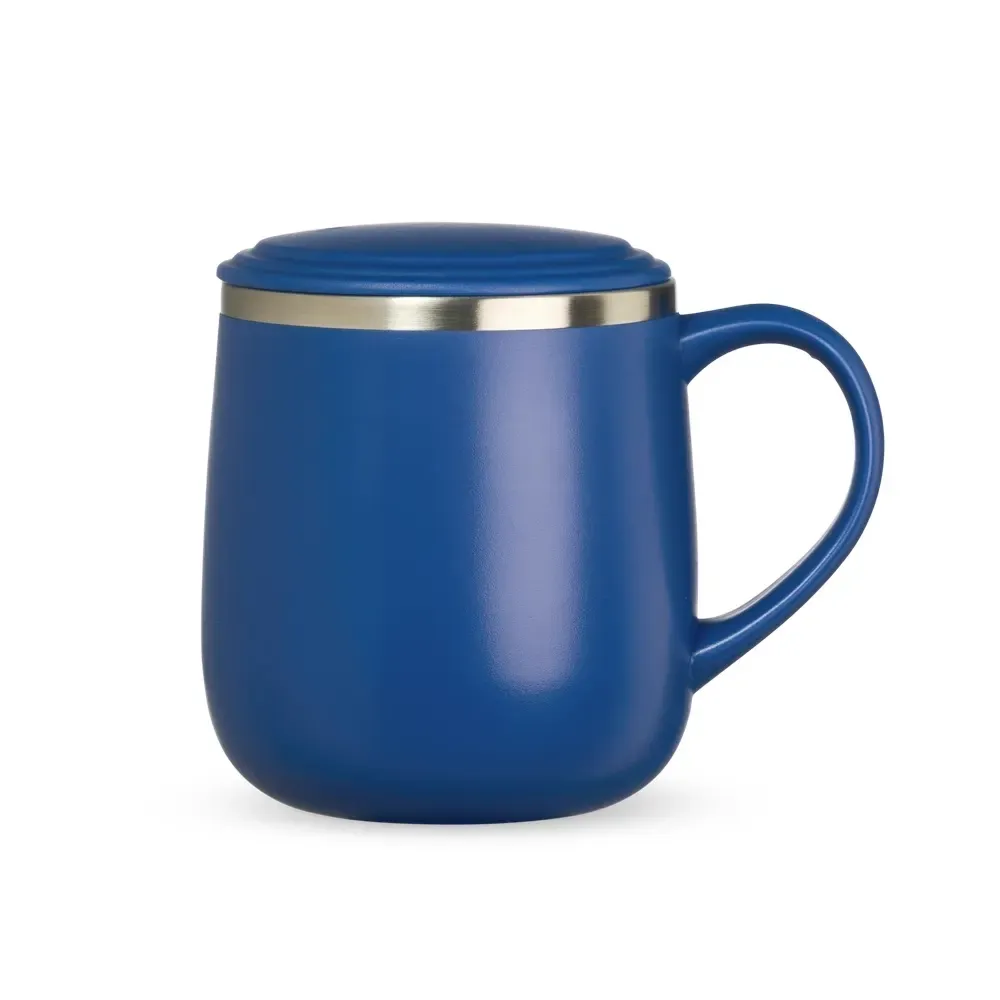 Caneca térmica inox 370ml base EVA azul personalizada