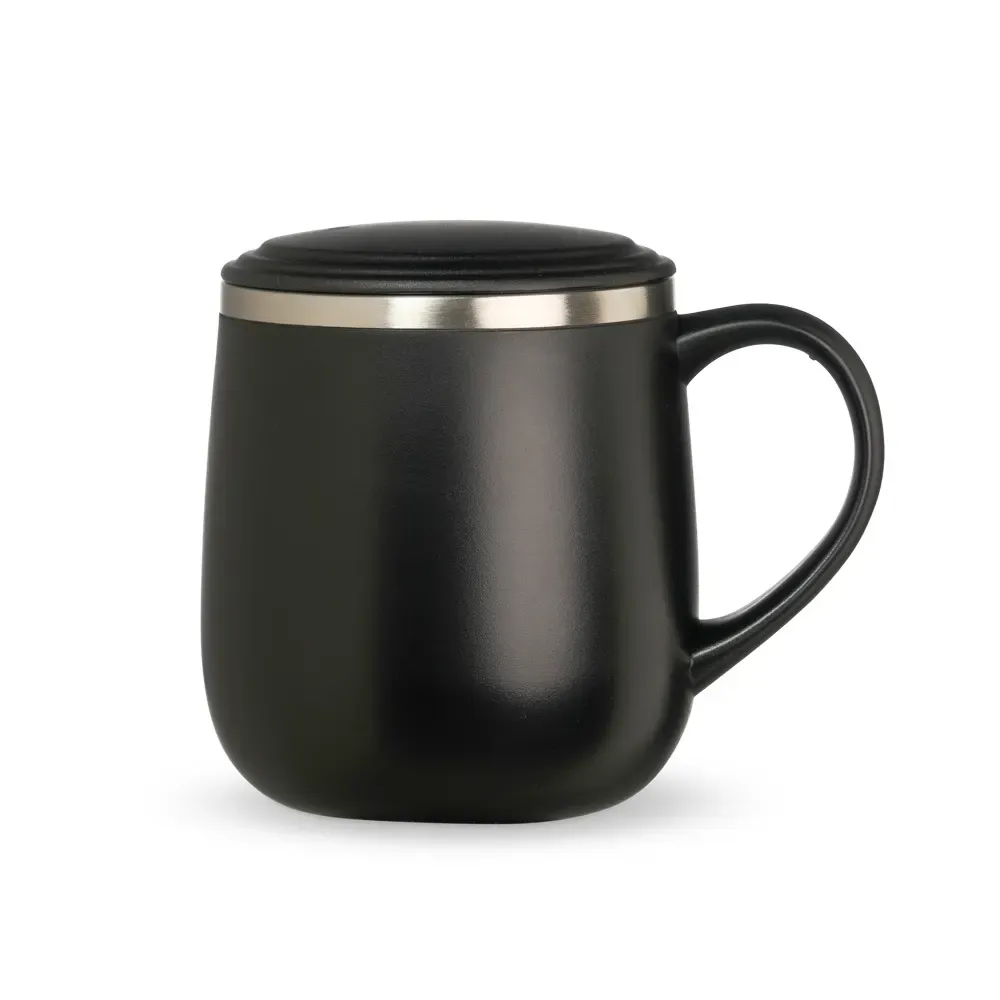 Caneca térmica inox 370ml base EVA preta personalizada