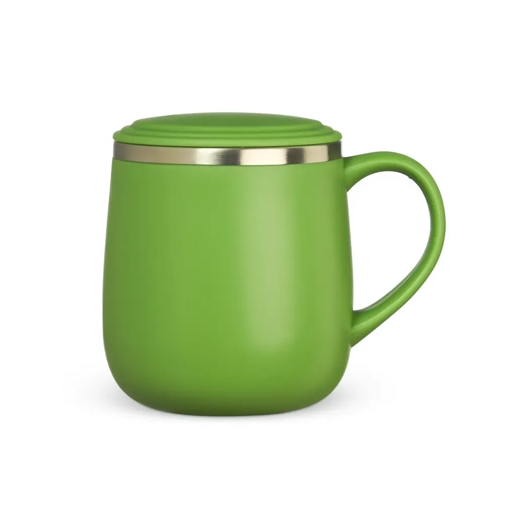 Caneca térmica inox 370ml base EVA verde personalizada