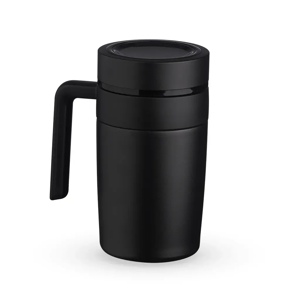 Caneca térmica inox 500ml com display LED e infusor preta personalizada