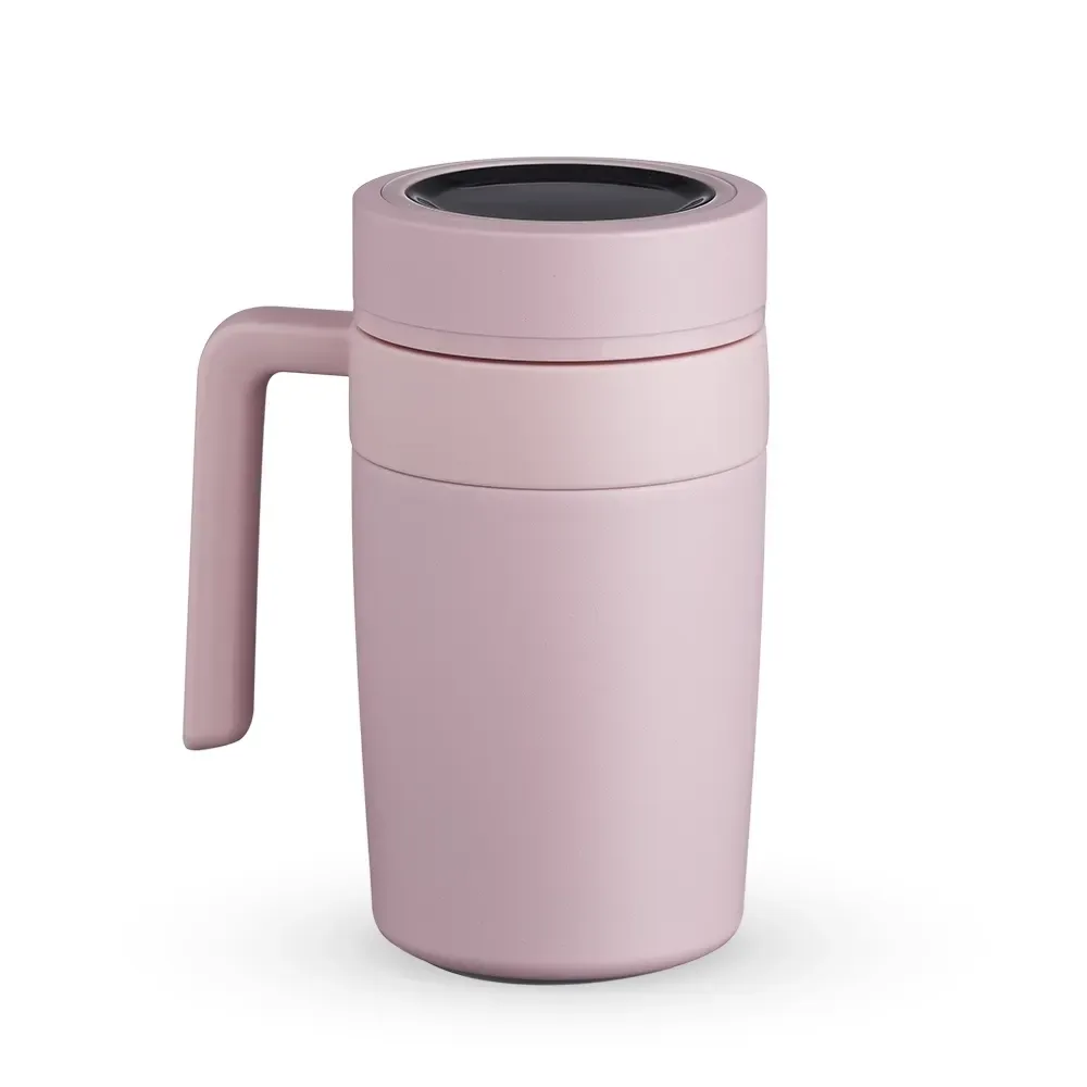 Caneca térmica inox 500ml com display LED e infusor rosa personalizada