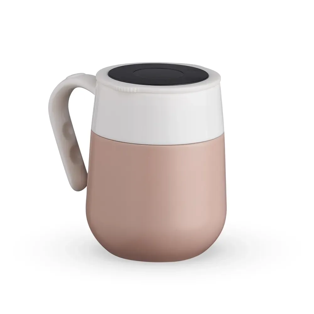 Caneca térmica inox 500ml com display LED rosa personalizada